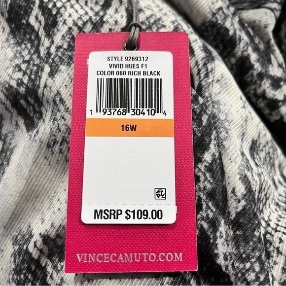 Vince Camuto Pants Wide Leg Snakeskin Black Plus Size 16W Style 9269312 - Picture 9 of 14